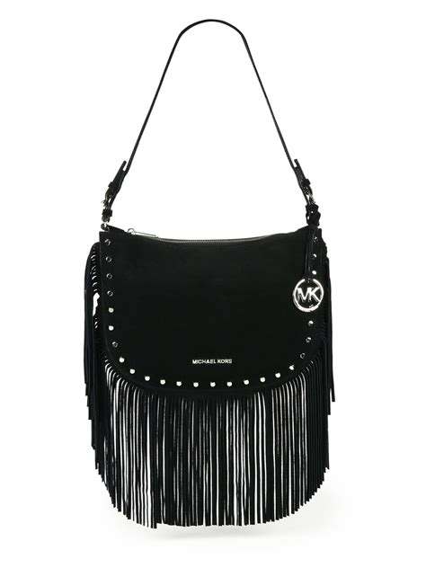 michael kors fringe bag black|black Michael Kors crossbody bag.